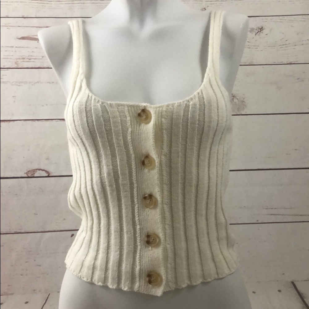 NWT tank top sweater cable knit medium large white
